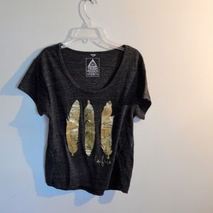 Trixin Heather Gray Be Free Feather Tee Size M